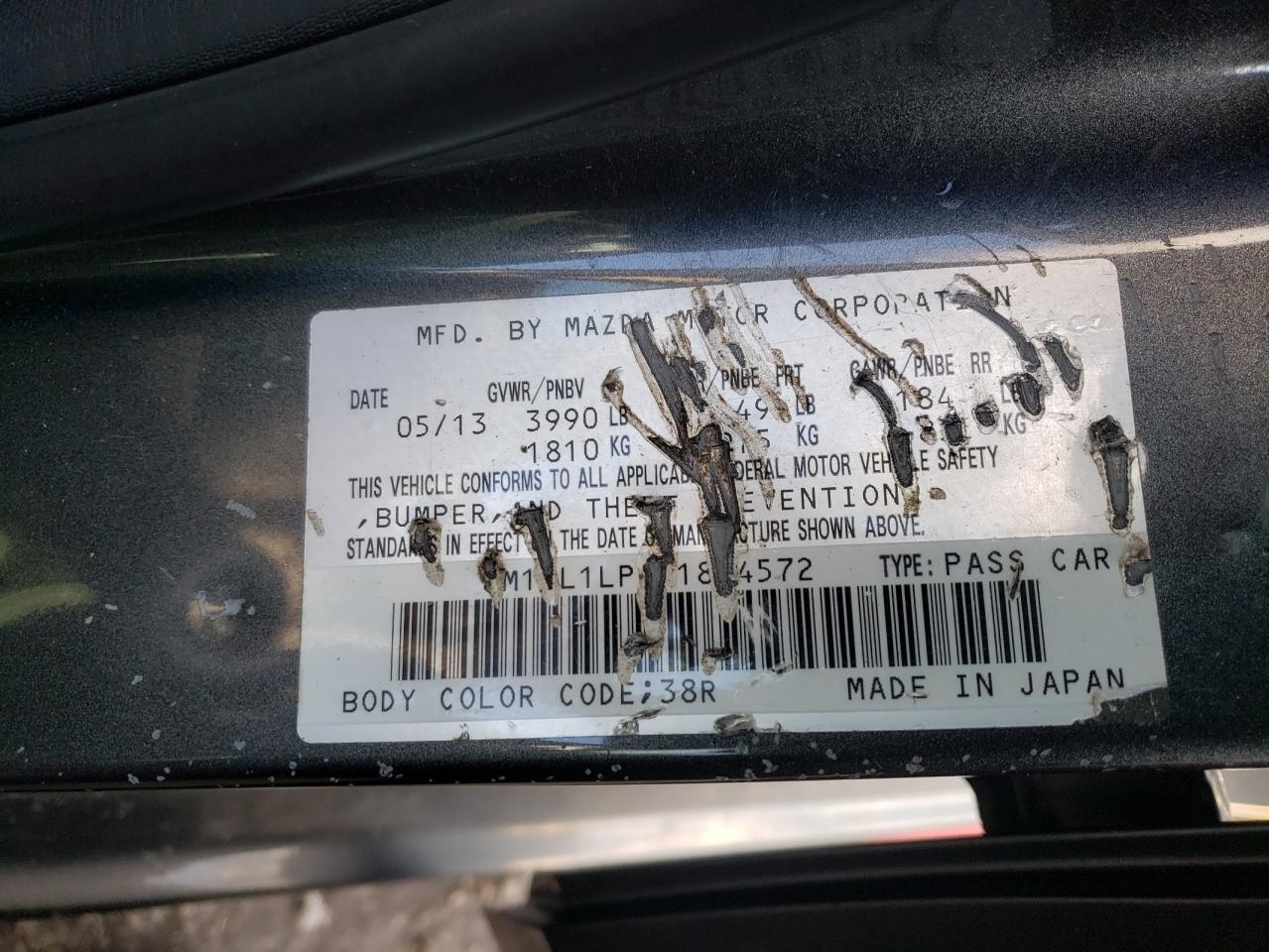Photo 10 from auction – 2013 MAZDA 3 I with VIN JM1BL1LP7D1834572
