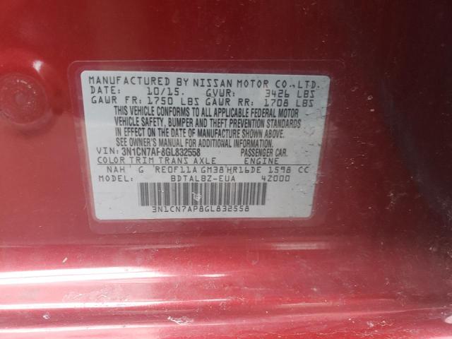Photo 10 from auction – 2016 NISSAN VERSA S with VIN 3N1CN7AP8GL832558