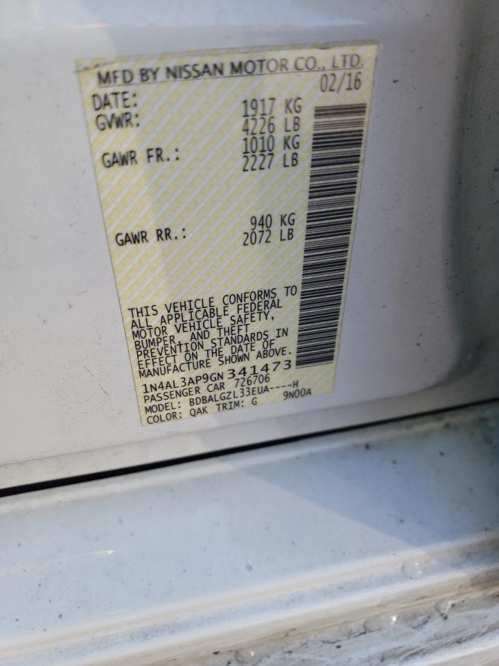 Photo 10 from auction – 2016 NISSAN ALTIMA 2.5 with VIN 1N4AL3AP9GN341473