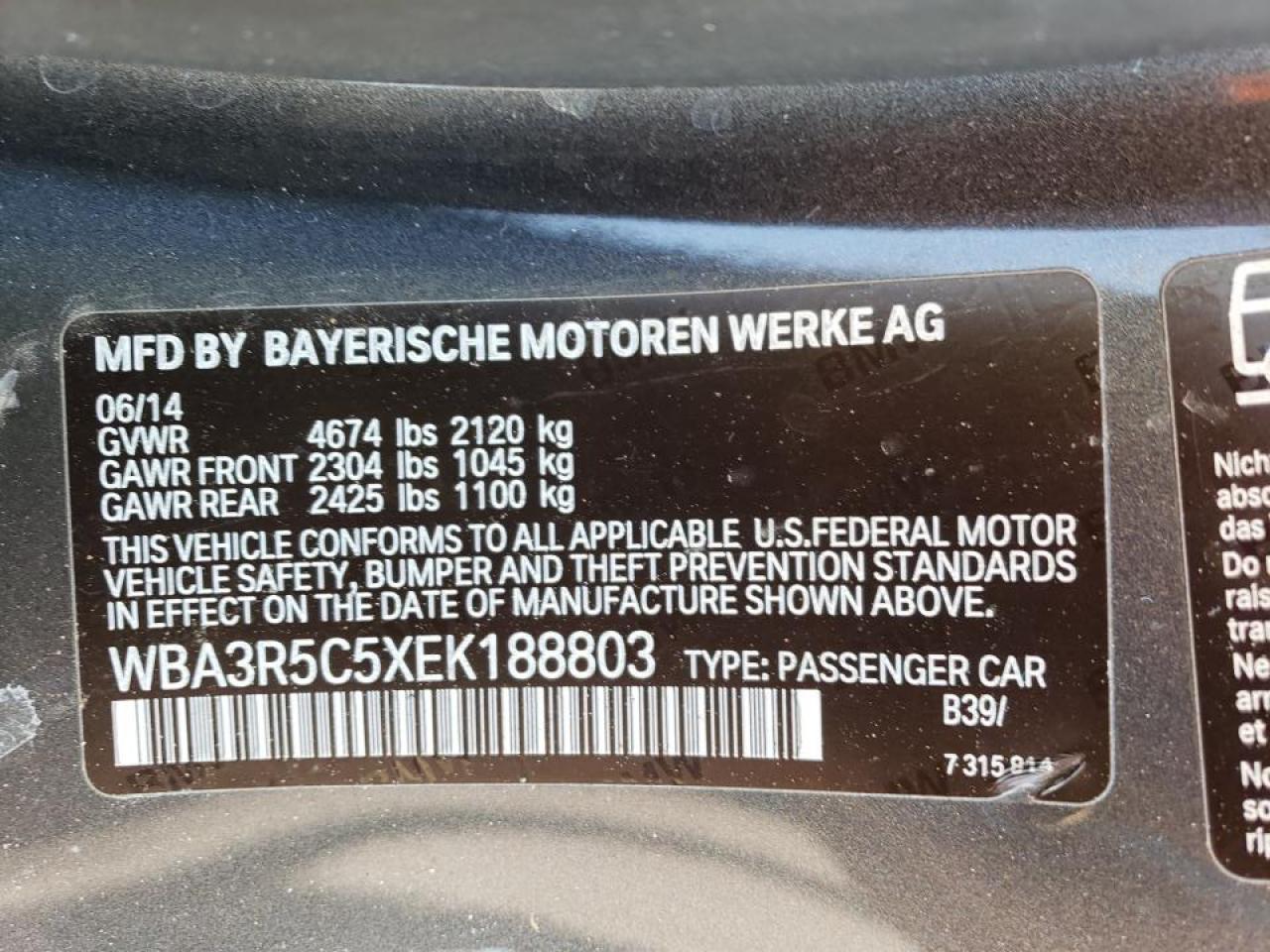 Photo 10 from auction – 2014 BMW 435 XI with VIN WBA3R5C5XEK188803