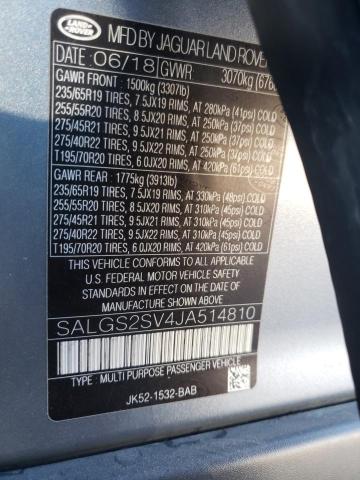 Photo 10 from auction – 2018 LAND ROVER RANGE ROVE with VIN SALGS2SV4JA514810