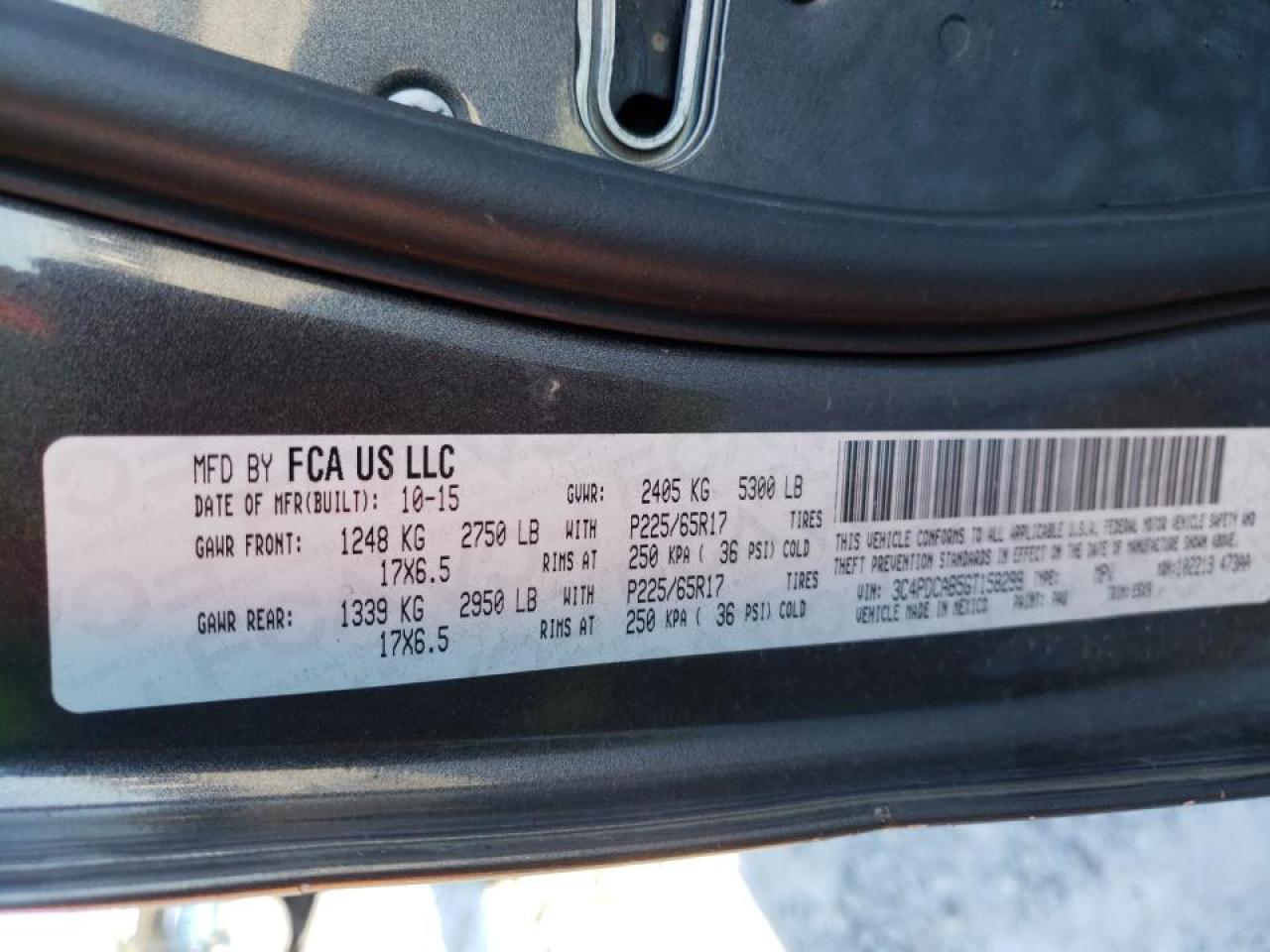 Photo 10 from auction – 2016 DODGE JOURNEY SE with VIN 3C4PDCAB5GT158299