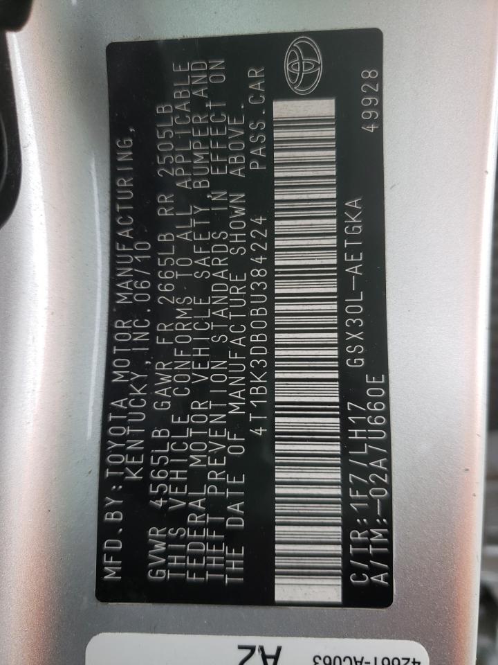 Photo 10 from auction – 2011 TOYOTA AVALON BAS with VIN 4T1BK3DB0BU384224