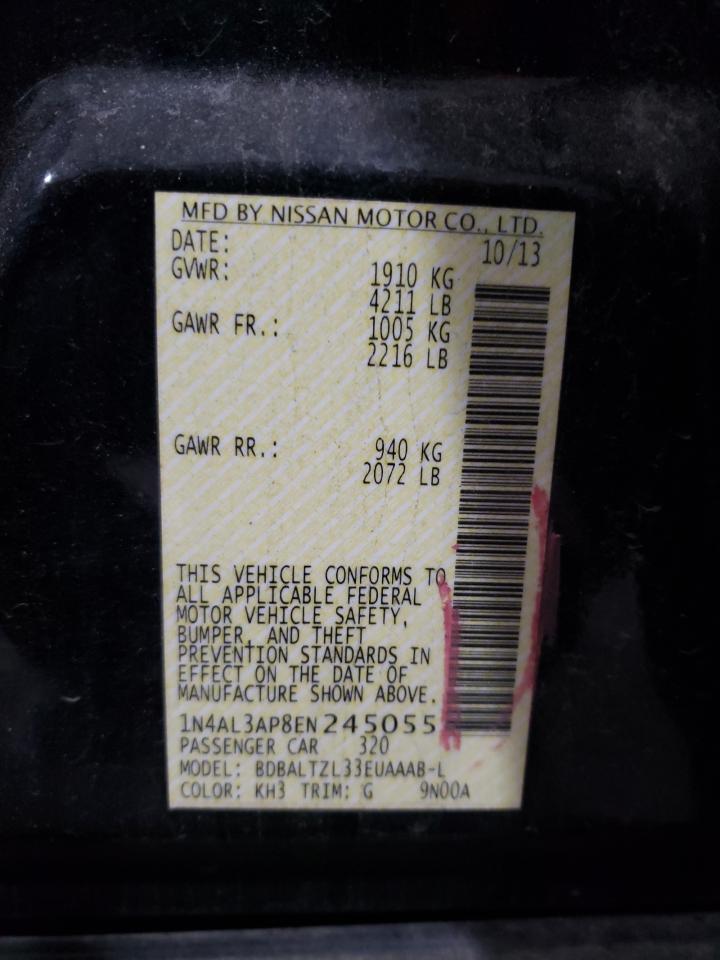 Photo 10 from auction – 2014 NISSAN ALTIMA 2.5 with VIN 1N4AL3AP8EN245055