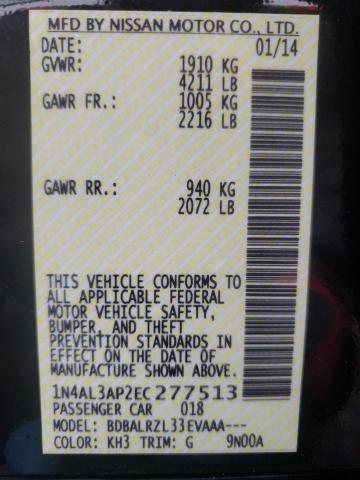 Photo 10 from auction – 2014 NISSAN ALTIMA 2.5 with VIN 1N4AL3AP2EC277513