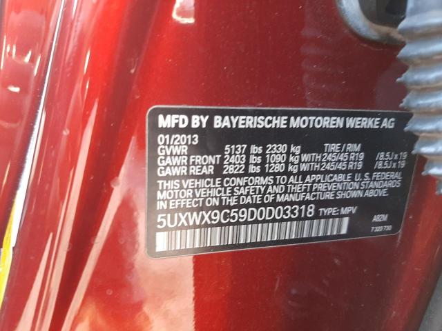Photo 10 from auction – 2013 BMW X3 XDRIVE2 with VIN 5UXWX9C59D0D03318