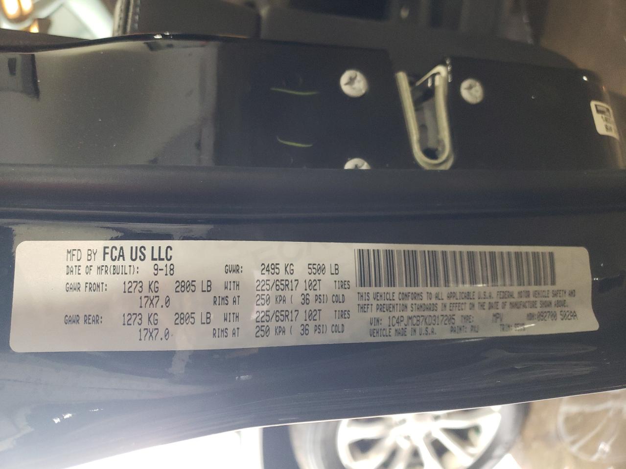 Photo 10 from auction – 2019 JEEP CHEROKEE L with VIN 1C4PJMCB7KD317205