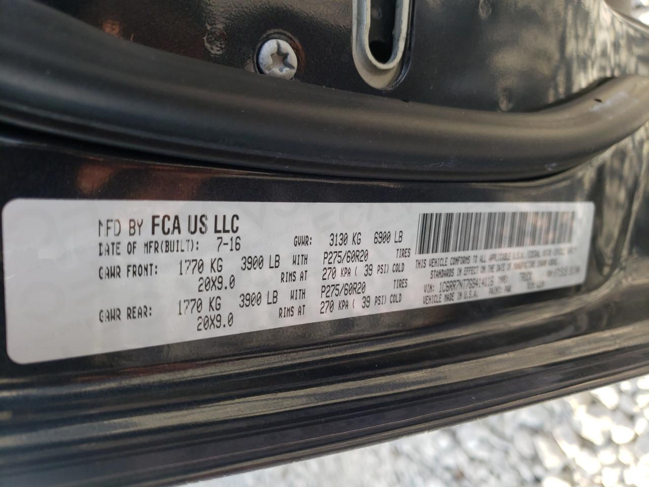 Photo 20 from auction – 2016 RAM 1500 LARAM with VIN 1C6RR7NT7GS414116