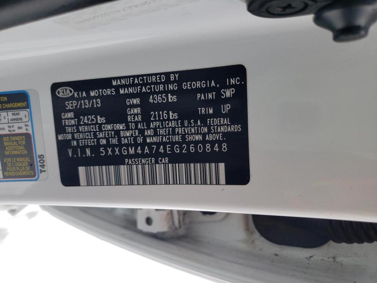 Photo 10 from auction – 2014 KIA OPTIMA LX with VIN 5XXGM4A74EG260848