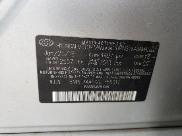 Photo 10 from auction – 2016 HYUNDAI SONATA SE with VIN 5NPE24AF0GH385311