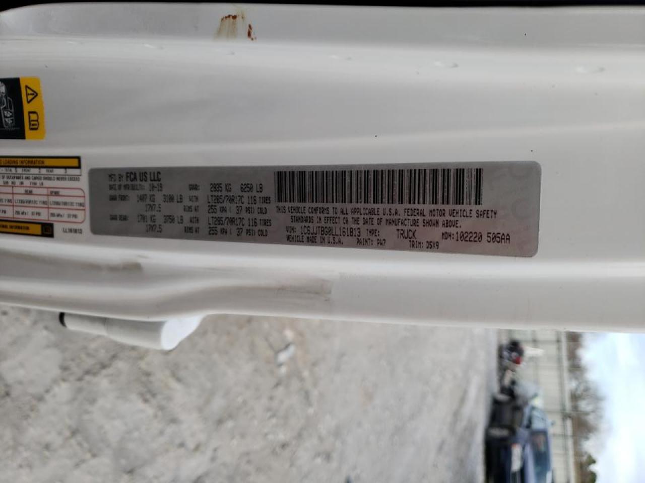 Photo 10 from auction – 2020 JEEP GLADIATOR with VIN 1C6JJTBG0LL161813