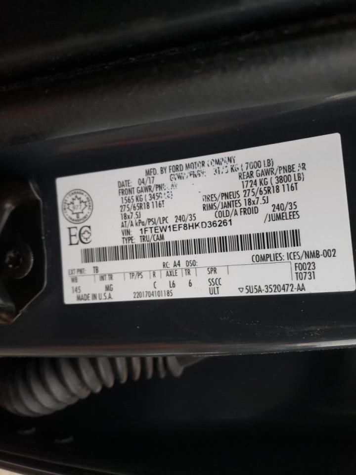 Photo 10 from auction – 2017 FORD F150 SUPER with VIN 1FTEW1EF8HKD36261