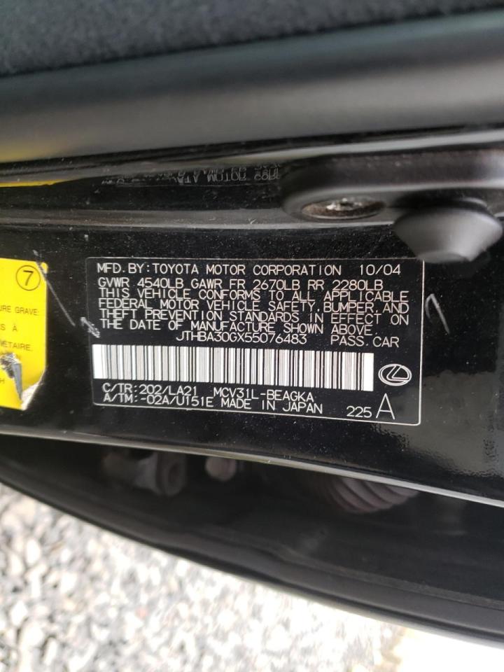 Photo 10 from auction – 2005 LEXUS ES 330 with VIN JTHBA30GX55076483