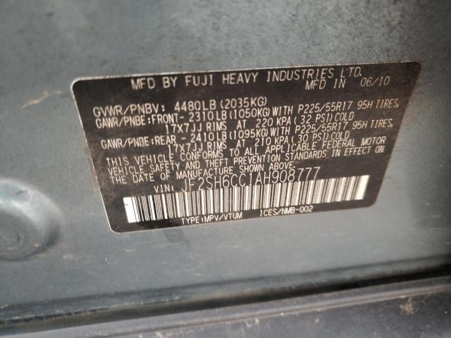 Photo 10 from auction – 2010 SUBARU FORESTER 2 with VIN JF2SH6CC1AH908777