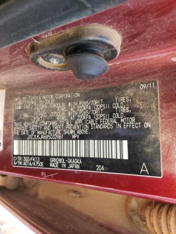 Photo 10 from auction – 2011 TOYOTA 4RUNNER SR with VIN JTEZU5JR6B5032961