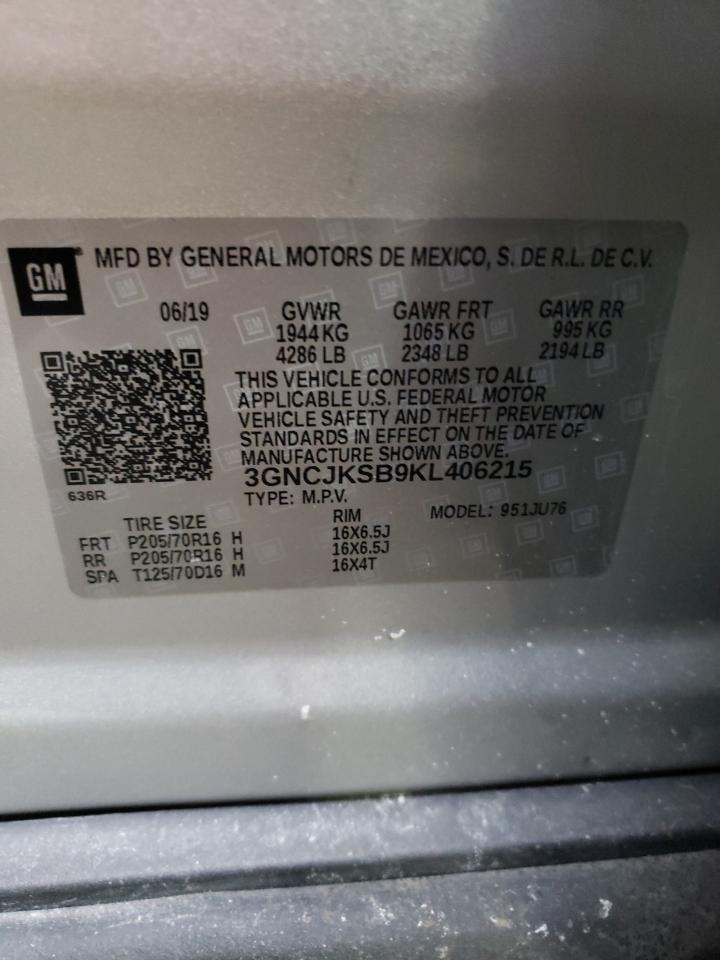 Photo 10 from auction – 2019 CHEVROLET TRAX LS with VIN 3GNCJKSB9KL406215