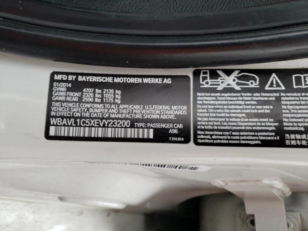 Photo 10 from auction – 2014 BMW X1 XDRIVE2 with VIN WBAVL1C5XEVY23200