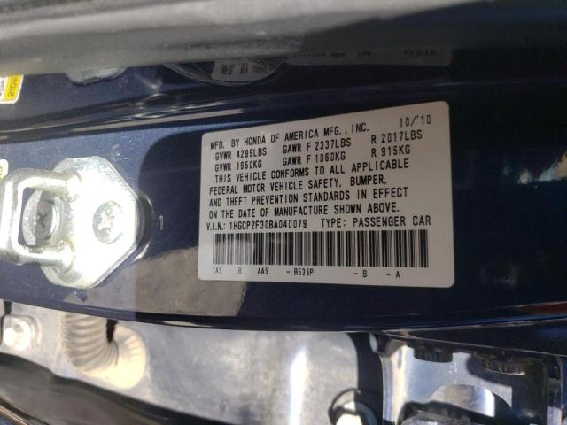 Photo 10 from auction – 2011 HONDA ACCORD LX with VIN 1HGCP2F30BA040079