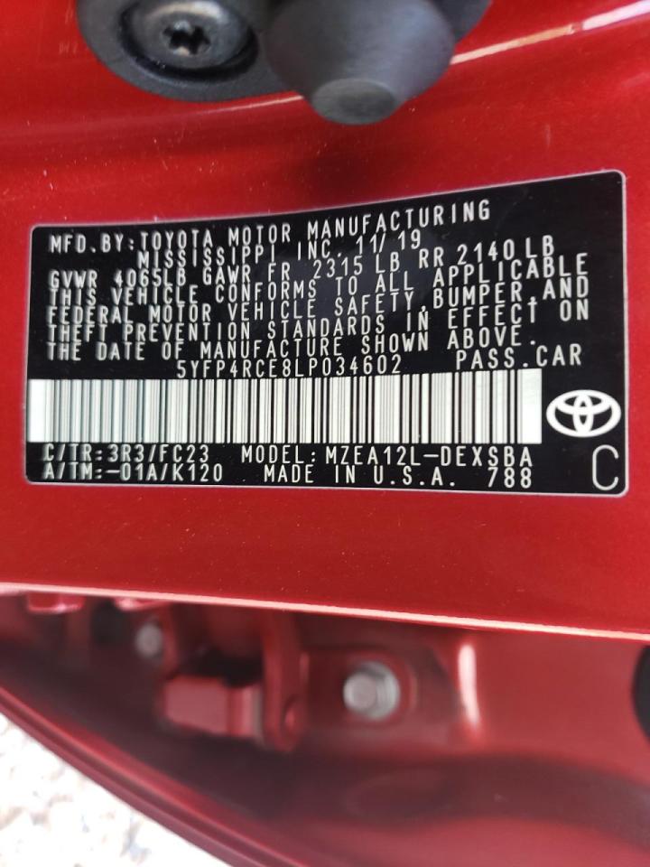 Photo 10 from auction – 2020 TOYOTA COROLLA SE with VIN 5YFP4RCE8LP034602