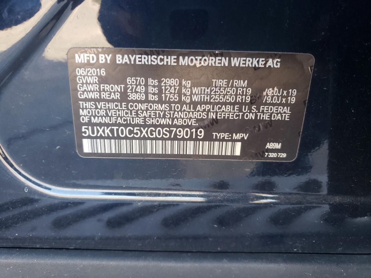Photo 10 from auction – 2016 BMW X5 XDR40E with VIN 5UXKT0C5XG0S79019