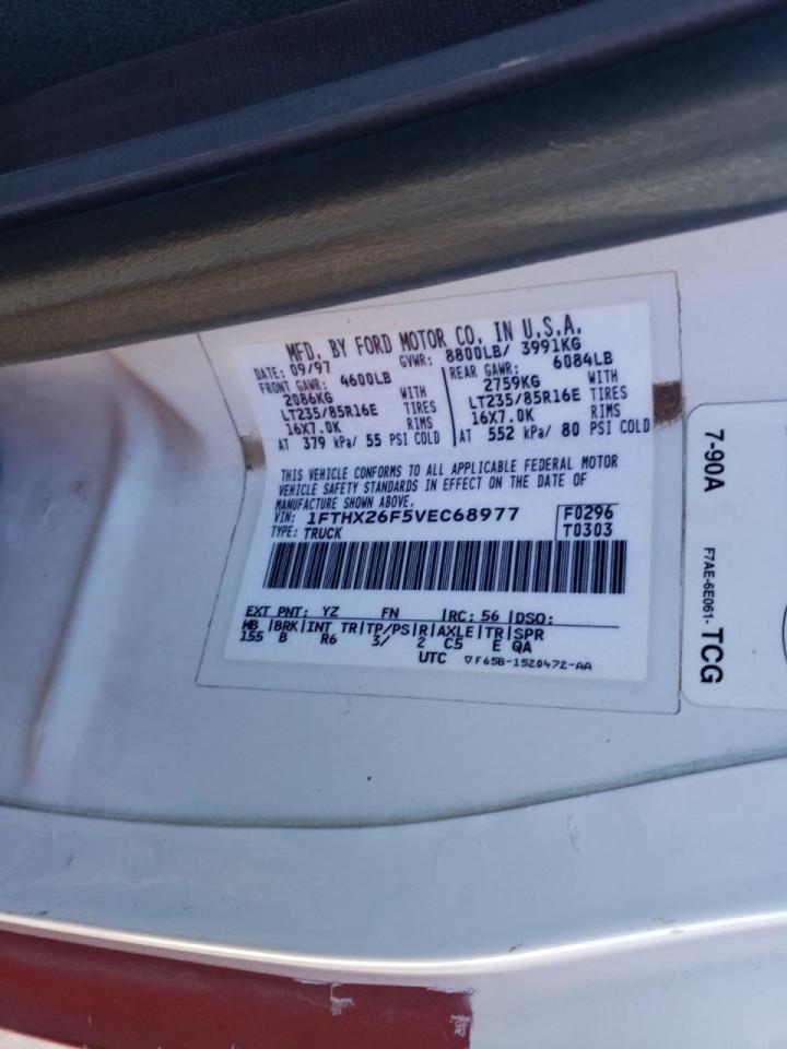 Photo 10 from auction – 1997 FORD F250 with VIN 1FTHX26F5VEC68977