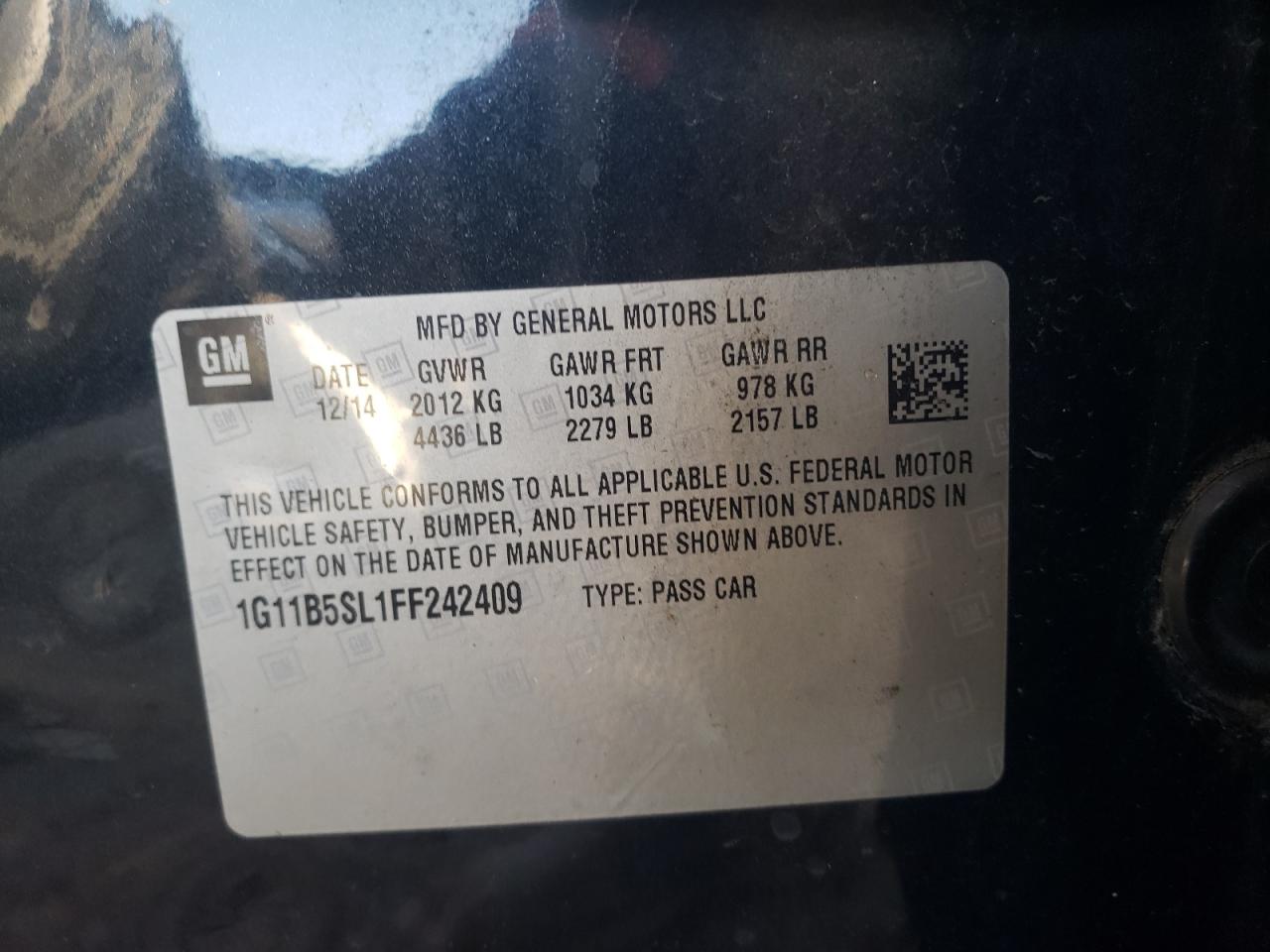 Photo 10 from auction – 2015 CHEVROLET MALIBU LS with VIN 1G11B5SL1FF242409
