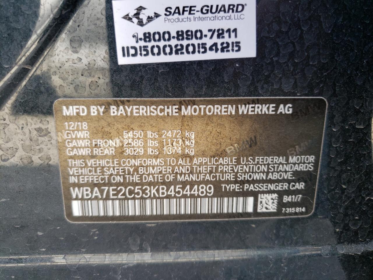 Photo 10 from auction – 2019 BMW 740 I with VIN WBA7E2C53KB454489