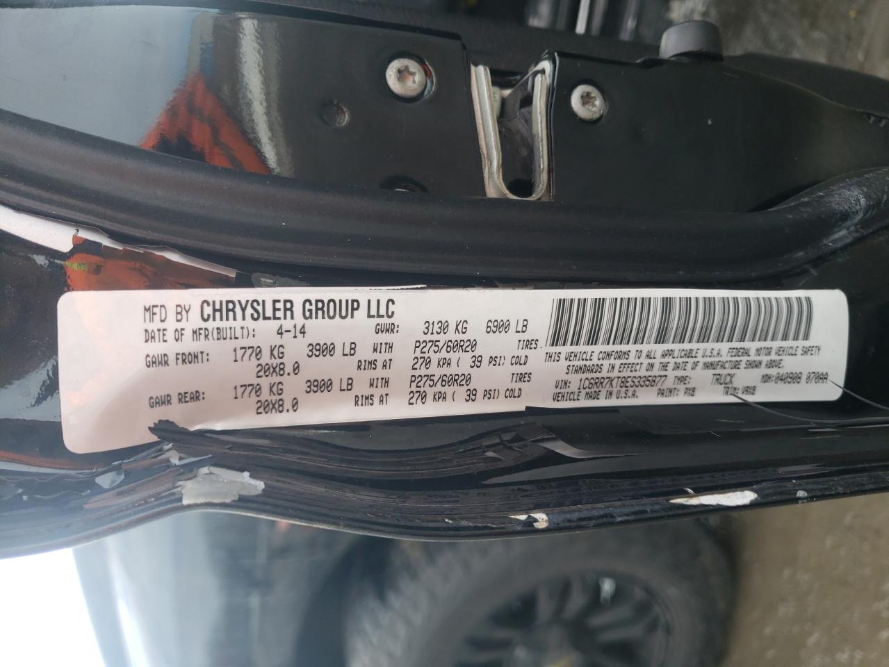 Photo 10 from auction – 2014 RAM 1500 ST with VIN 1C6RR7KT8ES335877