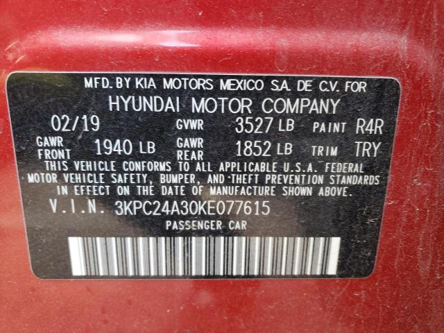 Photo 10 from auction – 2019 HYUNDAI ACCENT SE with VIN 3KPC24A30KE077615