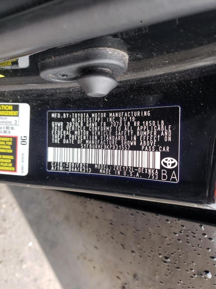 Photo 10 from auction – 2019 TOYOTA COROLLA L with VIN 5YFBURHE9KP931557