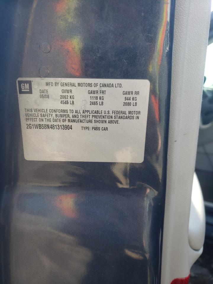 Photo 10 from auction – 2008 CHEVROLET IMPALA with VIN 2G1WB58N481313904