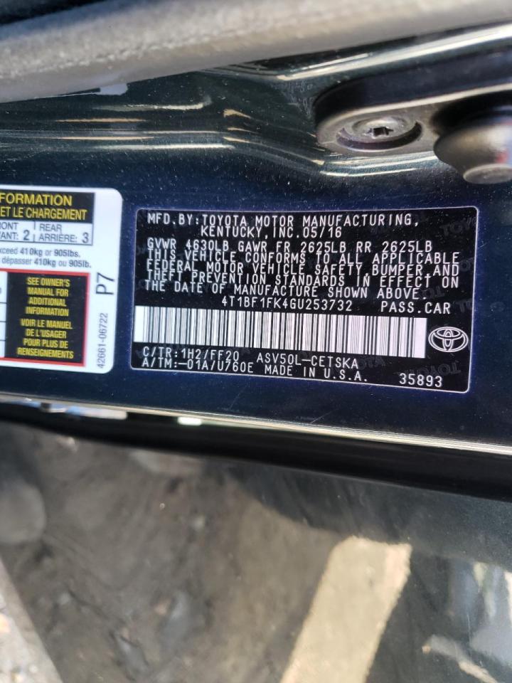 Photo 10 from auction – 2016 TOYOTA CAMRY LE with VIN 4T1BF1FK4GU253732