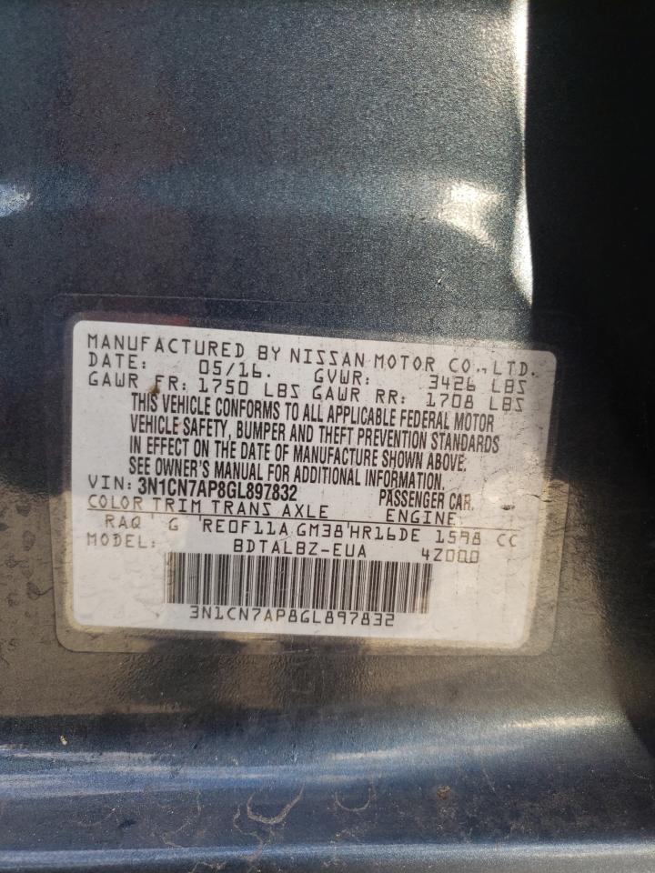 Photo 10 from auction – 2016 NISSAN VERSA S with VIN 3N1CN7AP8GL897832