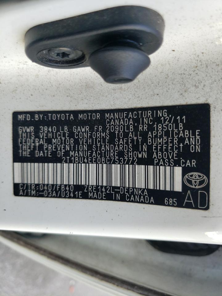 Photo 10 from auction – 2011 TOYOTA COROLLA BA with VIN 2T1BU4EE0BC753772