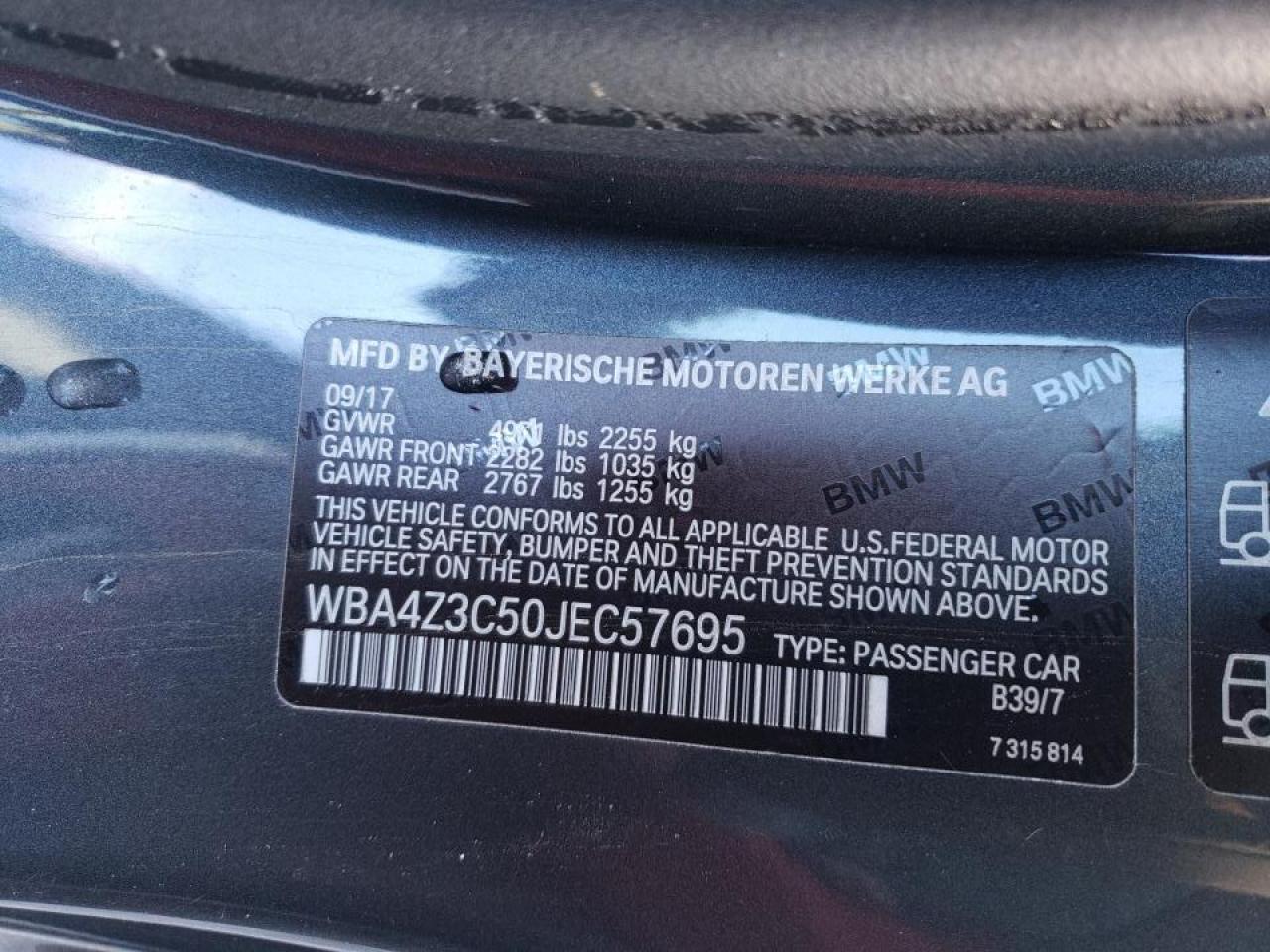 Photo 10 from auction – 2018 BMW 430XI with VIN WBA4Z3C50JEC57695