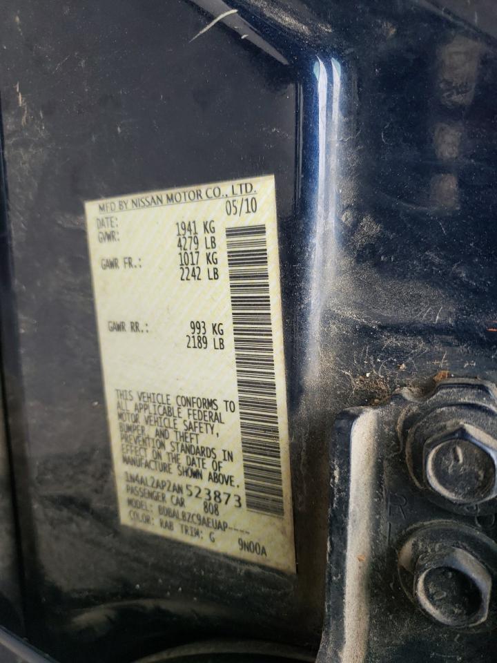 Photo 10 from auction – 2010 NISSAN ALTIMA with VIN 1N4AL2AP2AN523873