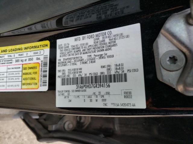 Photo 10 from auction – 2016 FORD FUSION SE with VIN 3FA6P0HD7GR394156