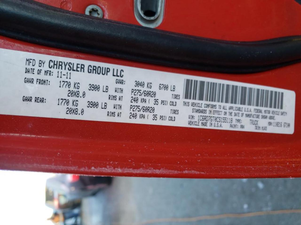 Photo 10 from auction – 2012 DODGE RAM 1500 S with VIN 1C6RD7GT0CS155118