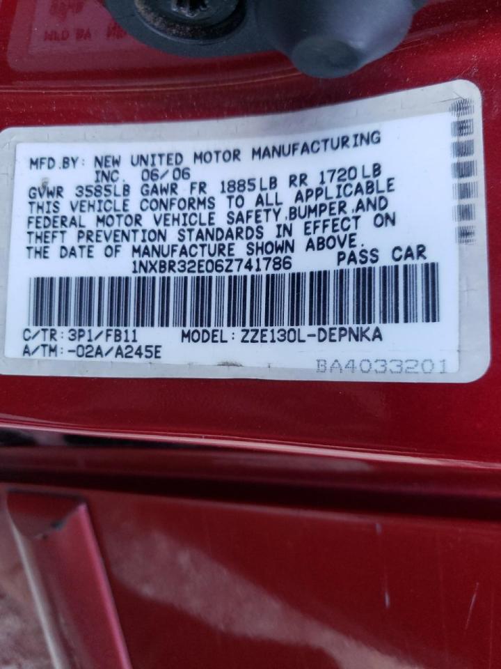 Photo 10 from auction – 2006 TOYOTA COROLLA CE with VIN 1NXBR32E06Z741786