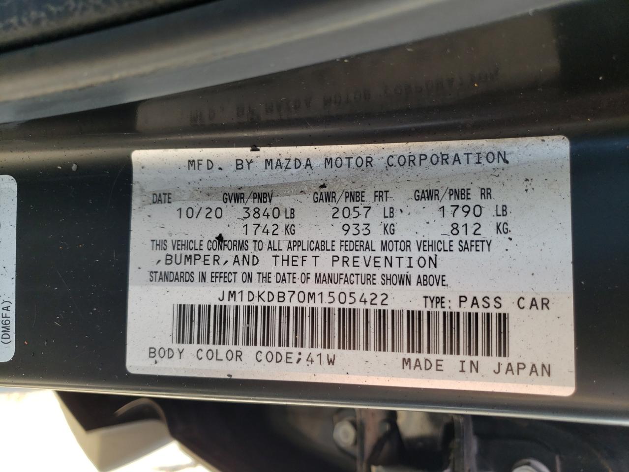 Photo 11 from auction – 2021 MAZDA CX-3 SPORT with VIN JM1DKDB70M1505422