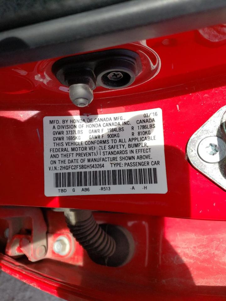 Photo 10 from auction – 2016 HONDA CIVIC LX with VIN 2HGFC2F58GH543264