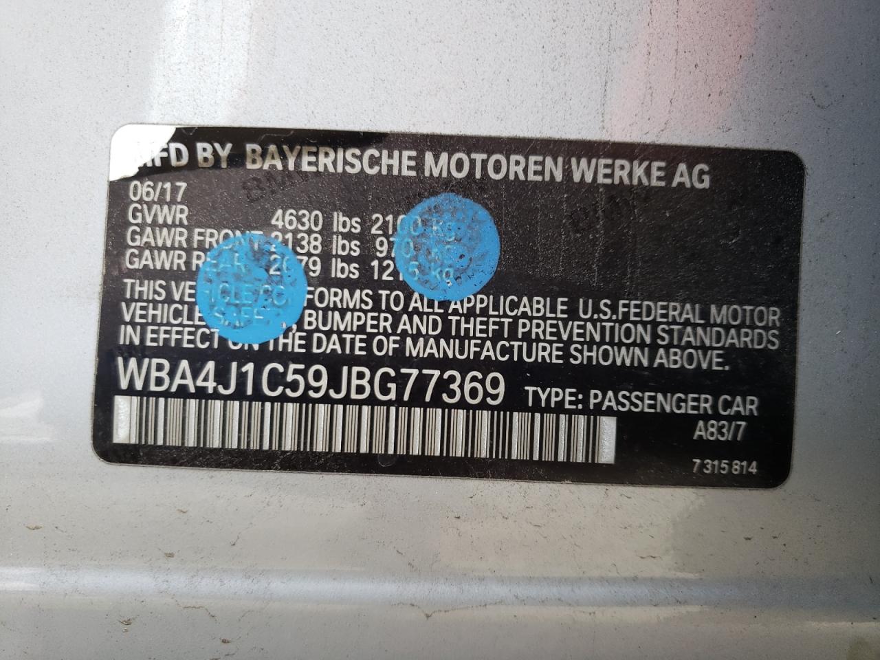 Photo 10 from auction – 2018 BMW 430I GRAN with VIN WBA4J1C59JBG77369
