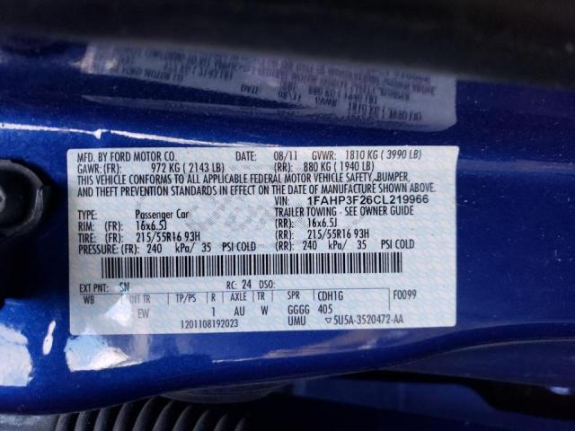 Photo 10 from auction – 2012 FORD FOCUS SE with VIN 1FAHP3F26CL219966