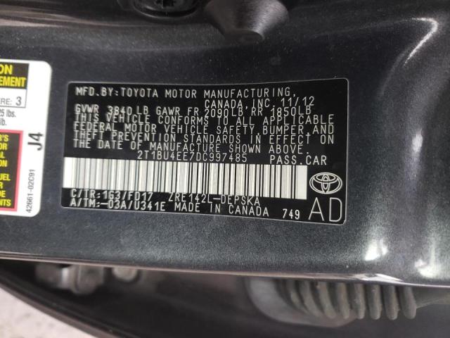 Photo 10 from auction – 2013 TOYOTA COROLLA BA with VIN 2T1BU4EE7DC997485