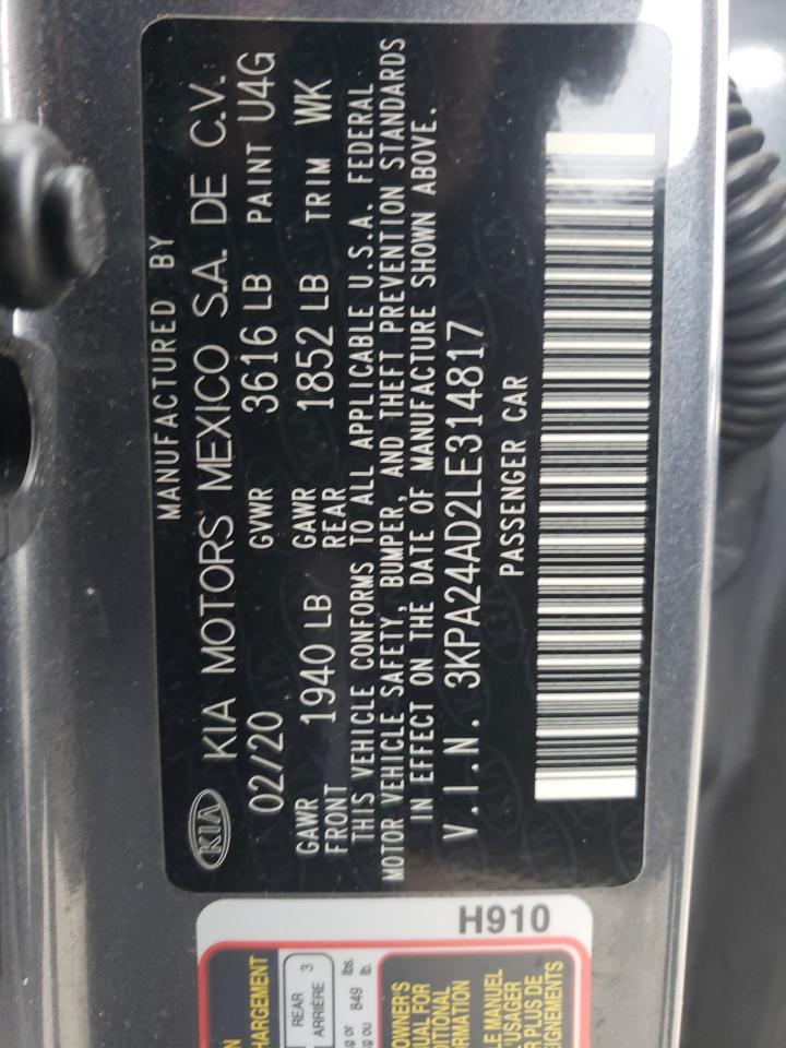 Photo 10 from auction – 2020 KIA RIO LX with VIN 3KPA24AD2LE314817