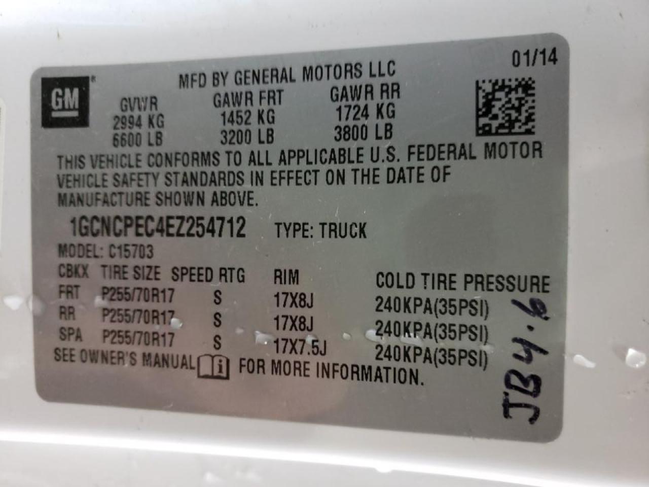 Photo 10 from auction – 2014 CHEVROLET SILVERADO with VIN 1GCNCPEC4EZ254712