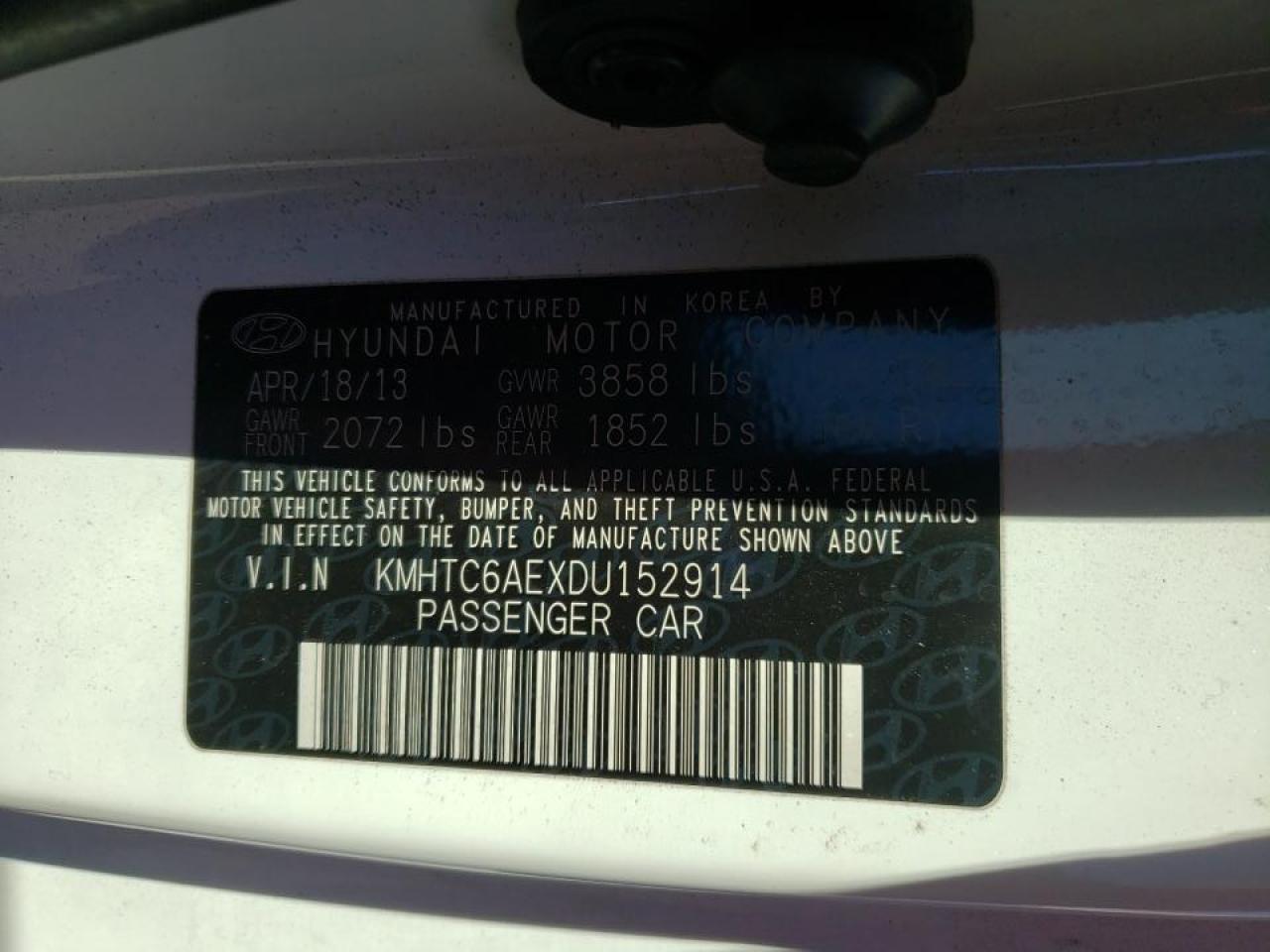 Photo 10 from auction – 2013 HYUNDAI VELOSTER T with VIN KMHTC6AEXDU152914
