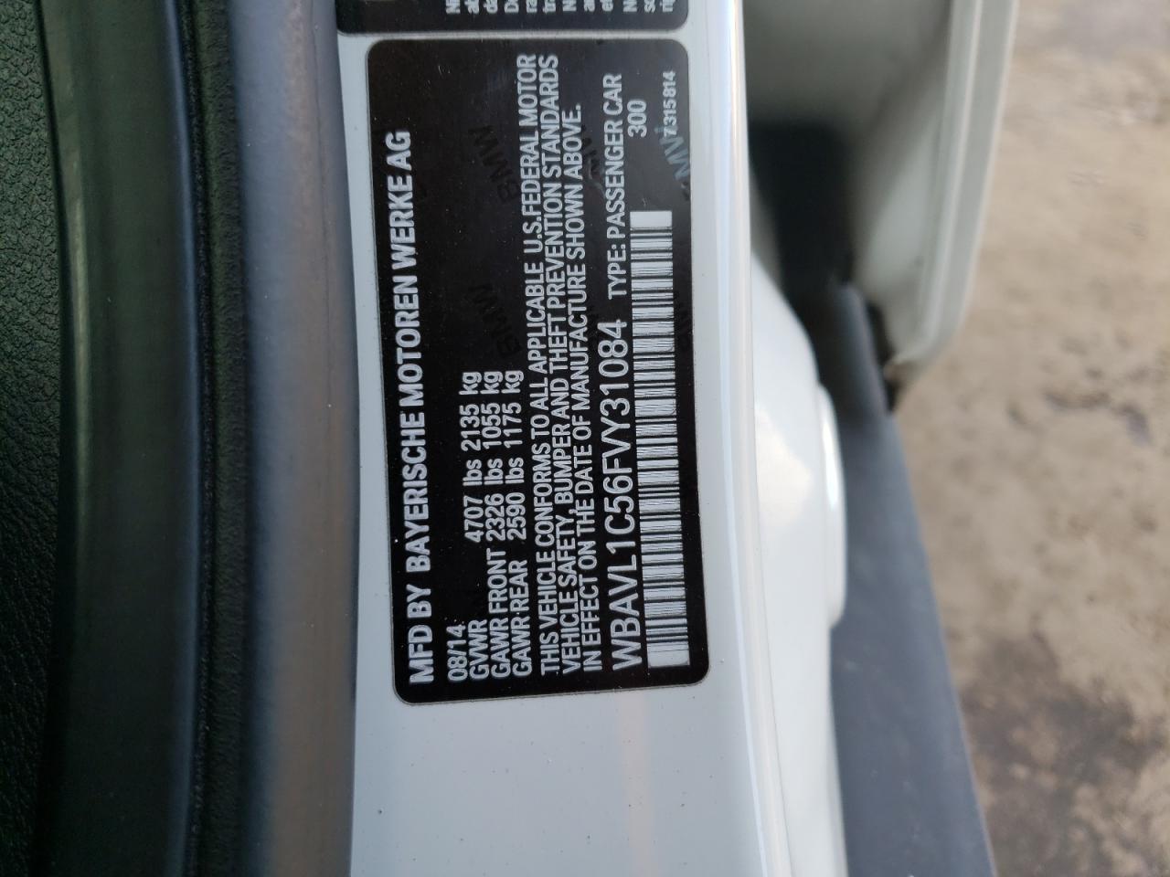 Photo 10 from auction – 2015 BMW X1 XDRIVE2 with VIN WBAVL1C56FVY31084