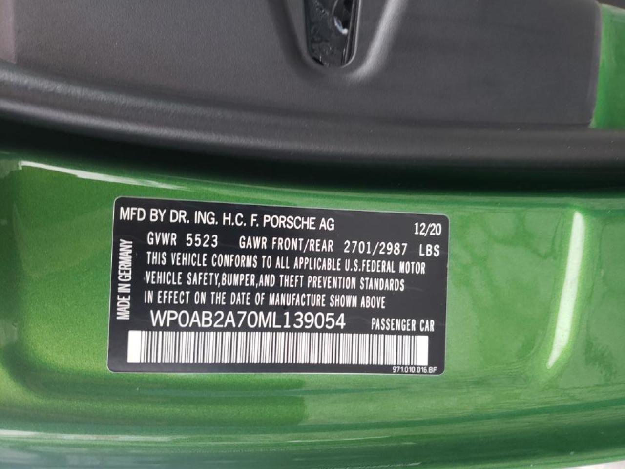 Photo 10 from auction – 2021 PORSCHE PANAMERA 4 with VIN WP0AB2A70ML139054