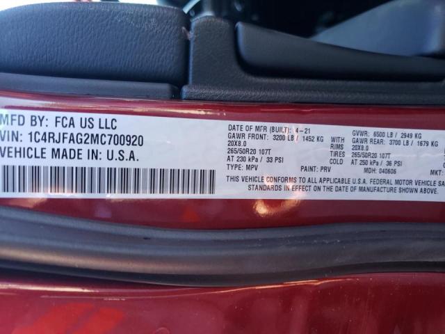 Photo 10 from auction – 2021 JEEP GRAND CHER with VIN 1C4RJFAG2MC700920